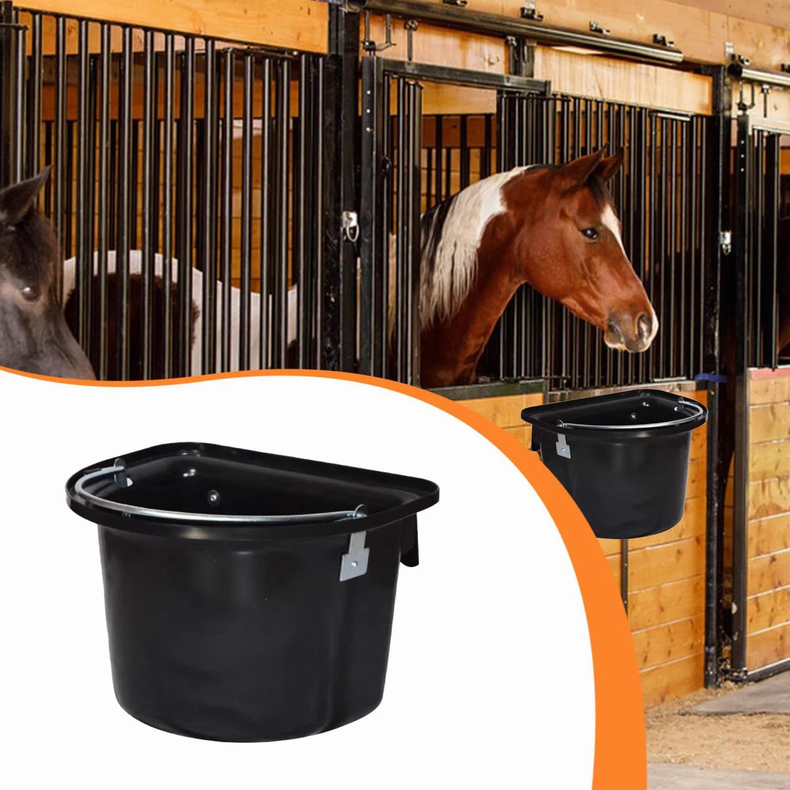 Fenteer Seau à Aliments pour Chevaux Suspendu, Facile à Nettoyer, Mangeoire Robuste.