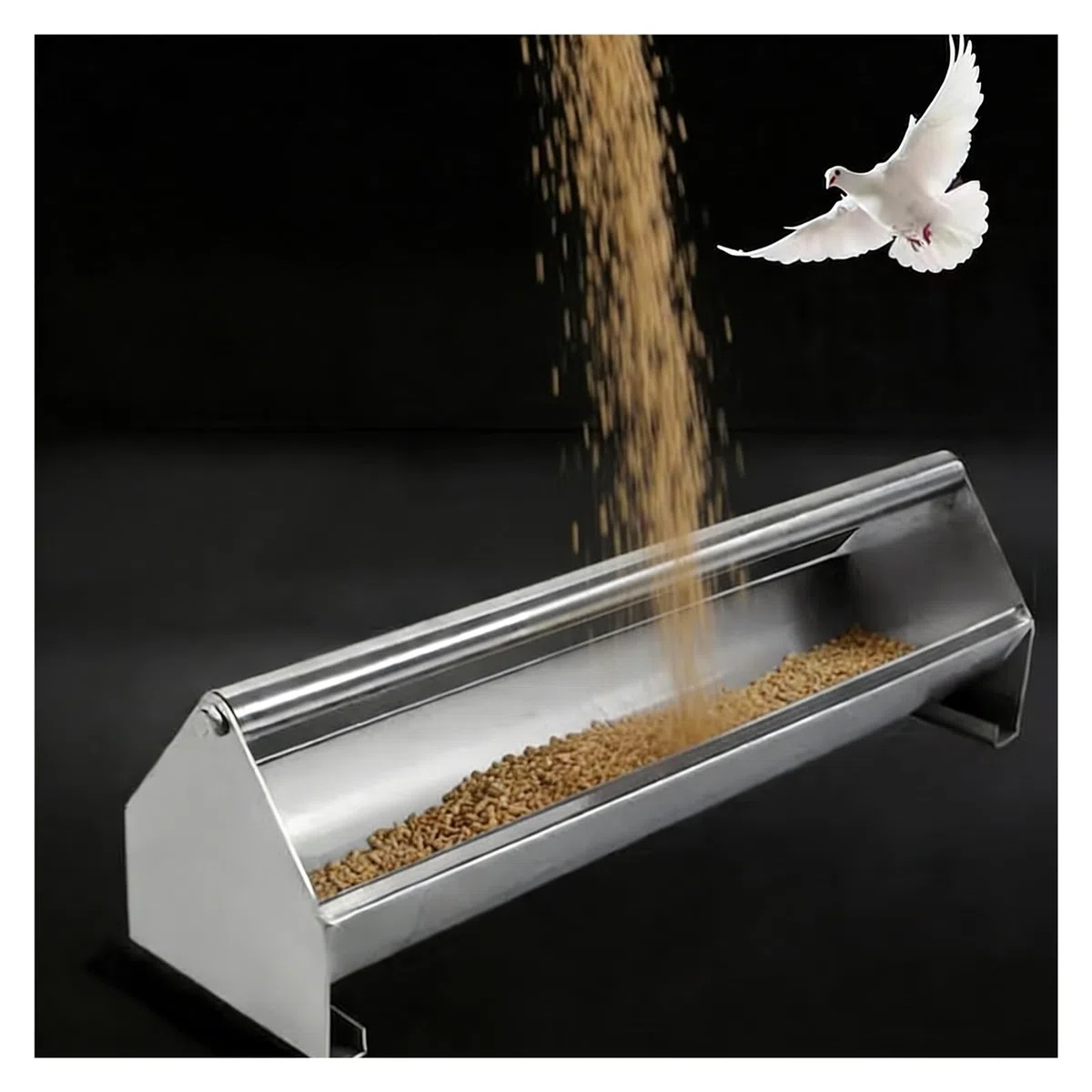 Mangeoire à pigeons avec barre transversale rotative, réglable de 20 à 140 cm, distributeur de nourriture à fond rond, antirouille et facile à nettoyer