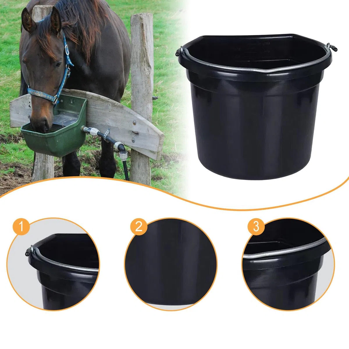 Seau à Eau pour Chevaux, Récipient Robuste pour Nourrir Le Bétail à L'extérieur de La Ferme Ou du Ranch