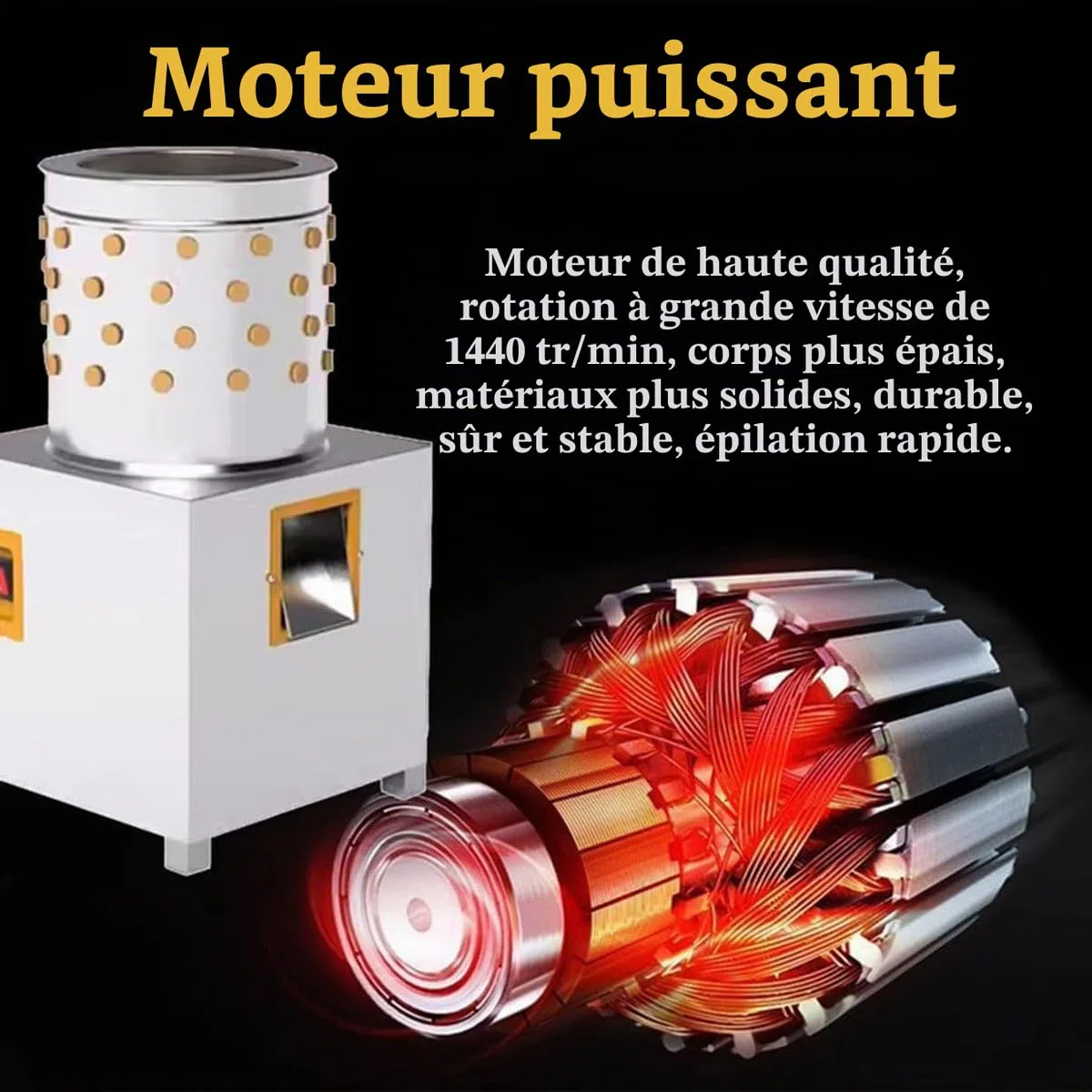 Plumeuse Automatique De Plumes De Volaille, Machine à Plumer De Poulet, Plumeuse De Poulet Commerciale pour Poulet De Volaille, Oiseau, Canard, Dinde, Caille, Retrait Rapide des Plumes