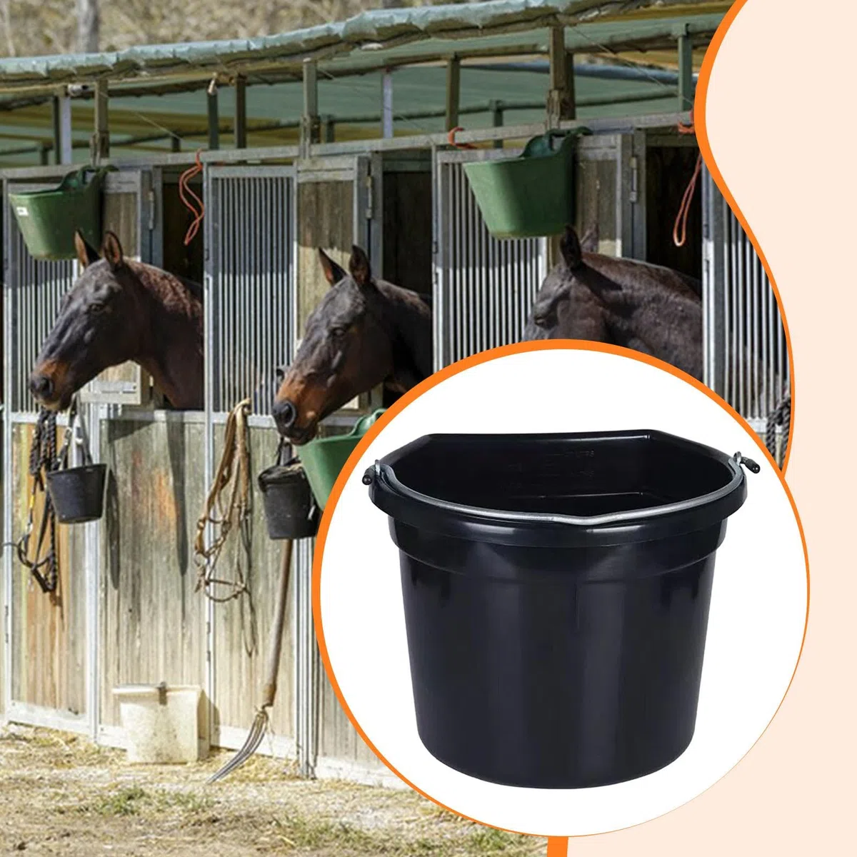 Seau à Eau pour Chevaux, Récipient Robuste pour Nourrir Le Bétail à L'extérieur de La Ferme Ou du Ranch