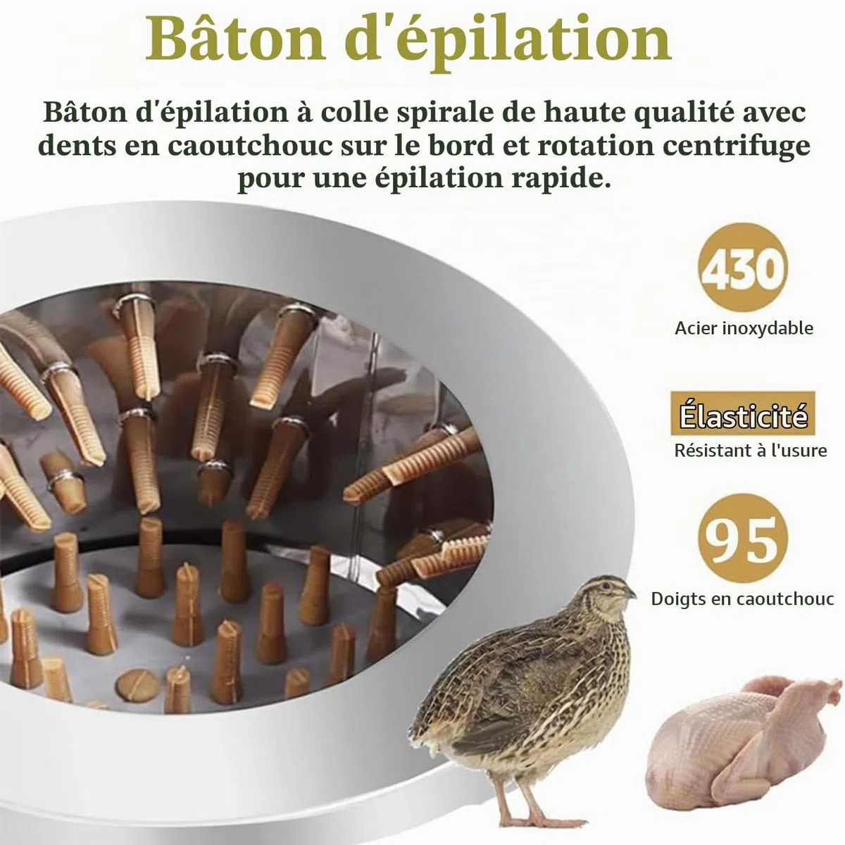 Plumeuse Automatique De Plumes De Volaille, Machine à Plumer De Poulet, Plumeuse De Poulet Commerciale pour Poulet De Volaille, Oiseau, Canard, Dinde, Caille, Retrait Rapide des Plumes