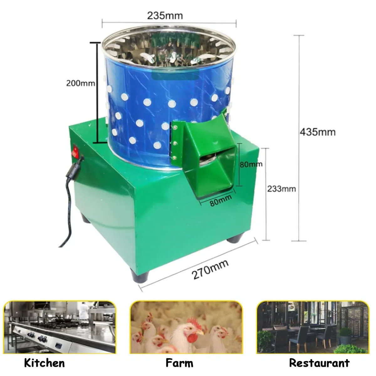 Plumeuse de volaille électrique, Machine Automatique à plumer Le Poulet, Le Canard, l'oie, la plumeuse en Acier Inoxydable, Simple et Pratique, adaptée aux fermes