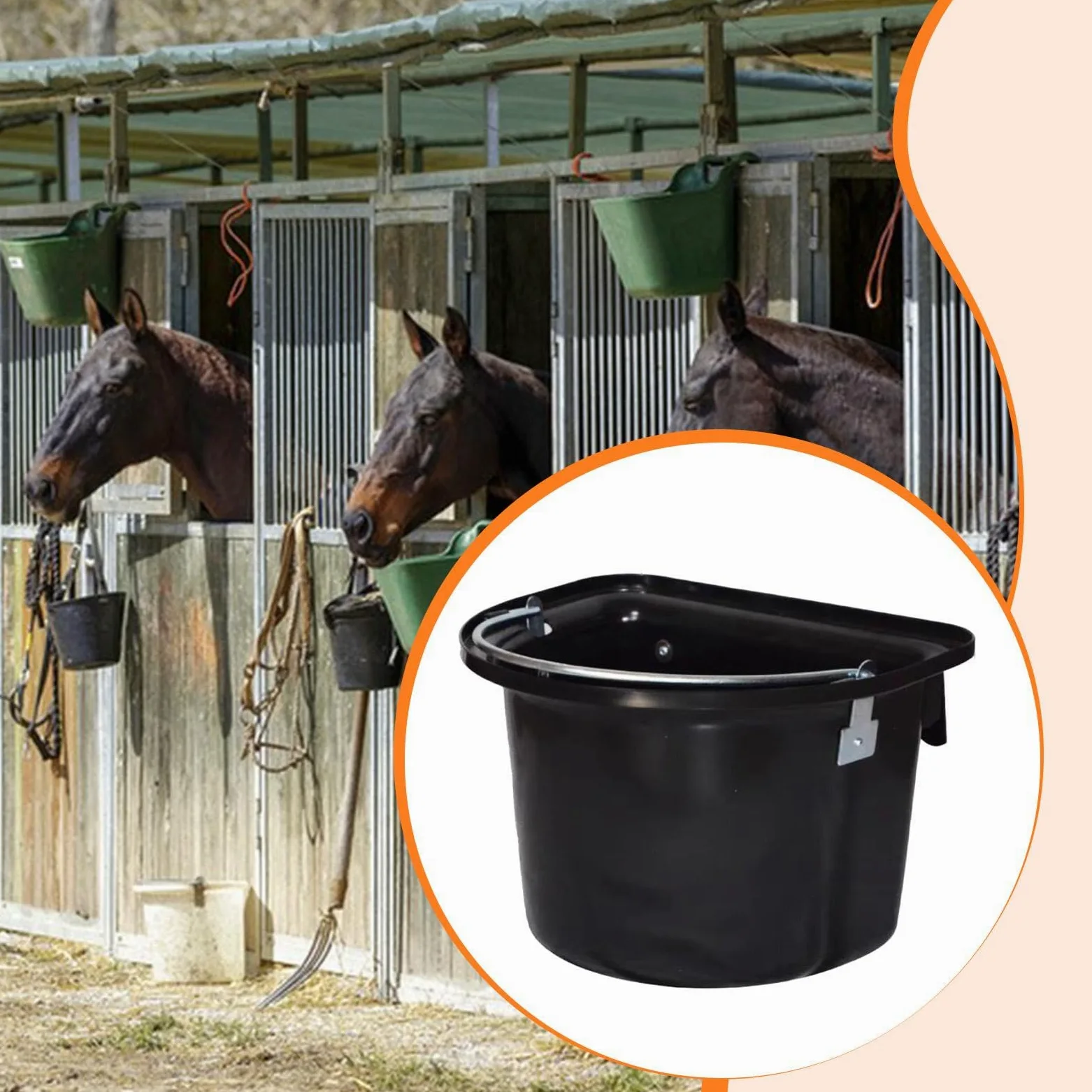 Fenteer Seau à Aliments pour Chevaux Suspendu, Facile à Nettoyer, Mangeoire Robuste.
