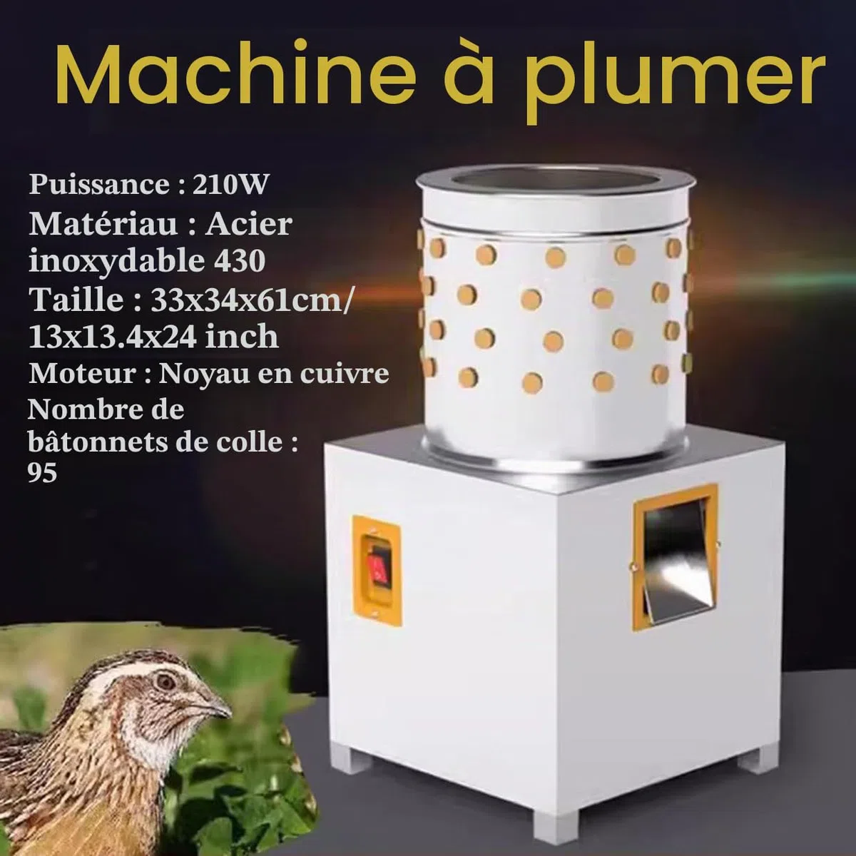 Plumeuse Automatique De Plumes De Volaille, Machine à Plumer De Poulet, Plumeuse De Poulet Commerciale pour Poulet De Volaille, Oiseau, Canard, Dinde, Caille, Retrait Rapide des Plumes