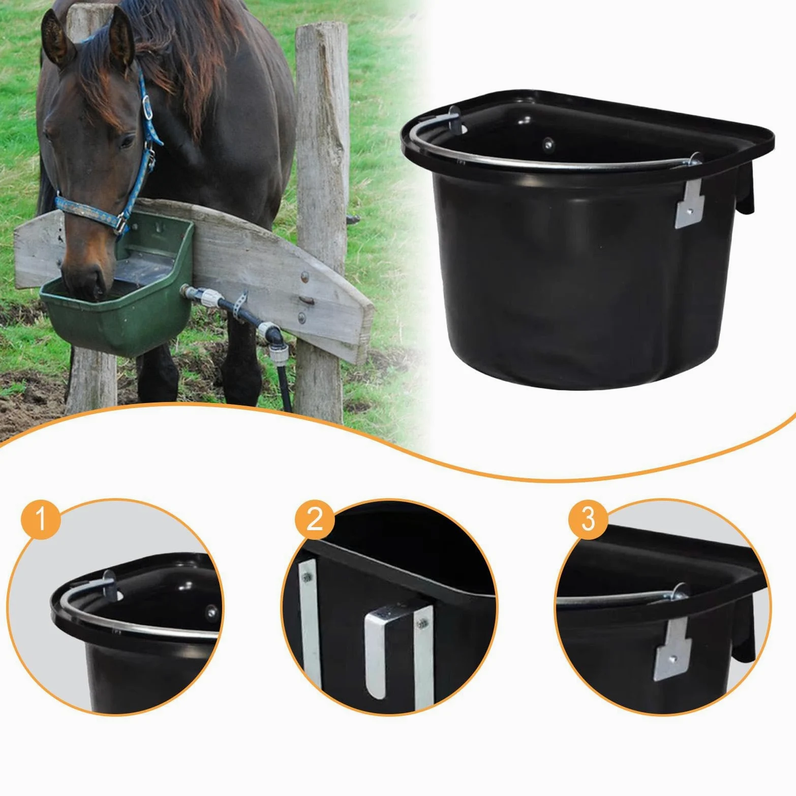 Fenteer Seau à Aliments pour Chevaux Suspendu, Facile à Nettoyer, Mangeoire Robuste.