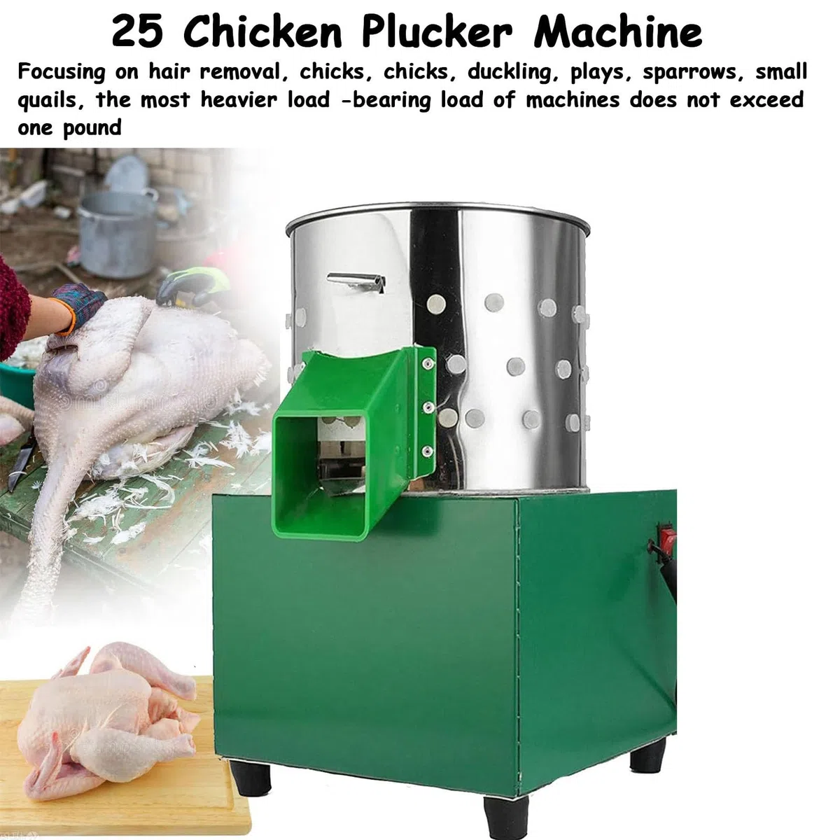 Plumeuse de volaille électrique, Machine Automatique à plumer Le Poulet, Le Canard, l'oie, la plumeuse en Acier Inoxydable, Simple et Pratique, adaptée aux fermes